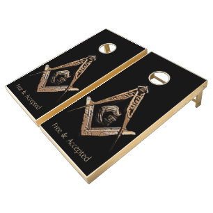 Masonic Minds (BrownishGold) Cornhole Set