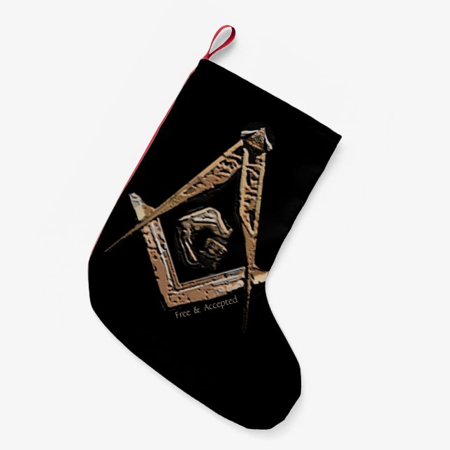 Masonic Minds (BrownishGold) Small Christmas Stocking (Front (Hanging))