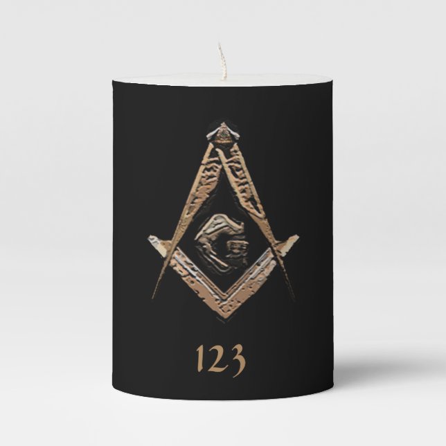 Masonic Minds (Golden) Pillar Candle (Front)