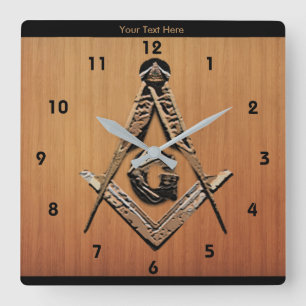 Masonic Minds (Golden) Square Wall Clock