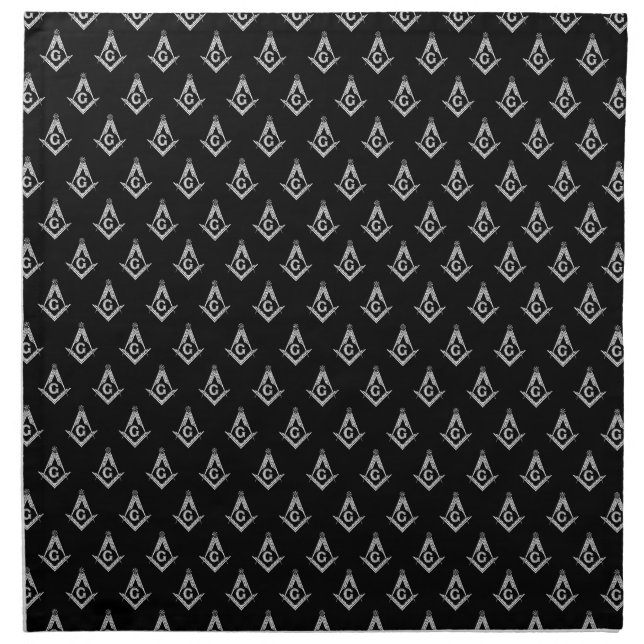 Masonic Pattern (Black) Cloth Napkin (Front)
