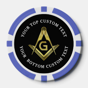 Masonic Poker Chips Gold Square and Compass
