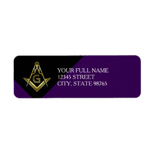 Masonic Return Address Labels Purple & Gold