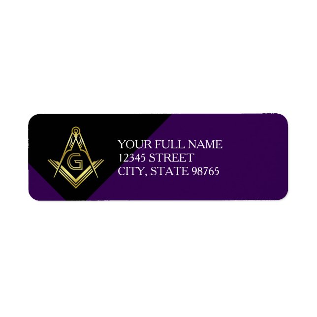 Masonic Return Address Labels | Purple & Gold (Front)
