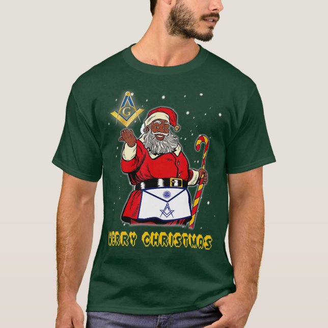 Masonic Santa Claus Mason Merry Christmas And T-Shirt (Front)