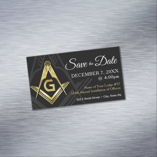 Masonic Save the Date Magnets  Black and Gold