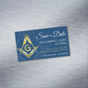 Masonic Save the Date Magnets Navy Gold Freemason