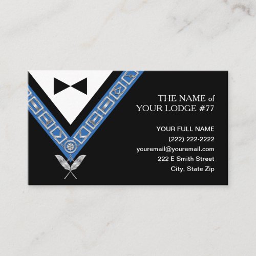 Masonic Secretary Freemason Officer Jewels Business Card