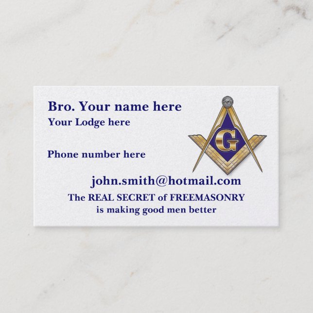 MASONIC / SHRINERS EMBLEM BUSINESS CARD (Front)