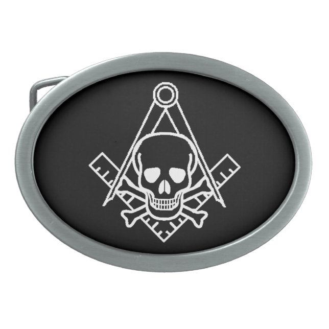 Masonic Skull and Crossbones Oval Belt Buckle (Front)