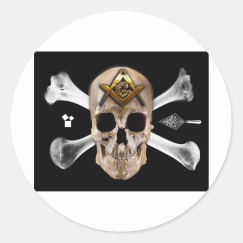 Masonic Skull  Bones Compass Square Classic Round Sticker