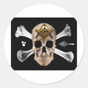 Masonic Skull & Bones Compass Square Classic Round Sticker