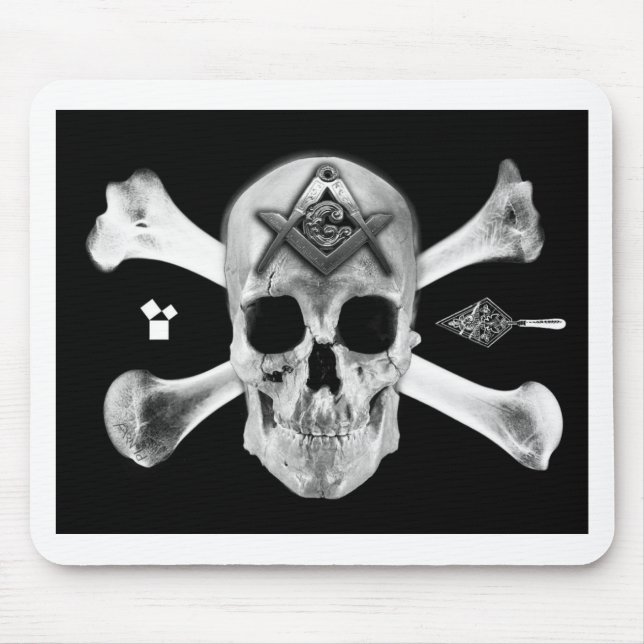 Masonic Skull & Bones, Square and Compass, Trowel, Mouse Pad (Front)