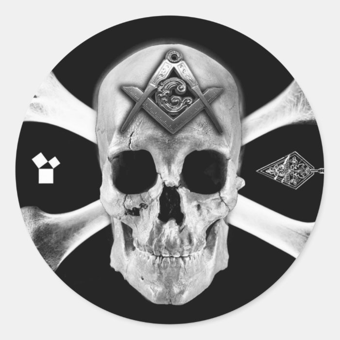 Masonic Skull & Bones, Square and Compass, Trowel, Sticker