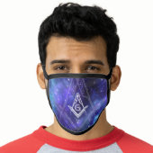 Masonic Square and Compass Navy Blue Purple Galaxy Face Mask (Worn Him)