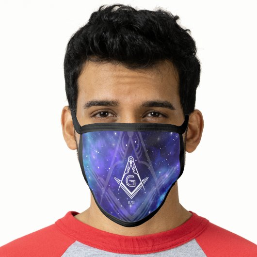 Masonic Square and Compass Navy Blue Purple Galaxy Face Mask (Worn Him)