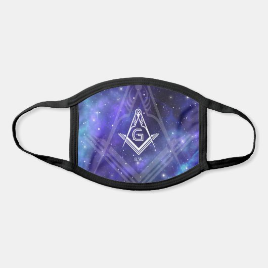 Masonic Square and Compass Navy Blue Purple Galaxy Face Mask (Front)