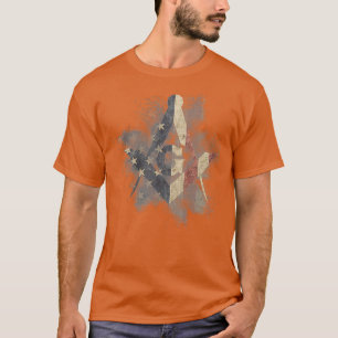 Masonic Square and Compass with EEUU Flag  T-Shirt