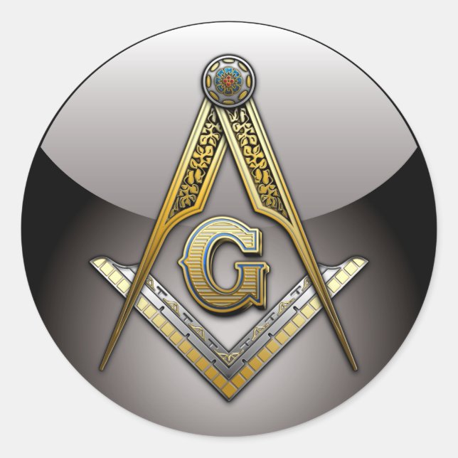 Masonic Square and Compasses Classic Round Sticker (Front)