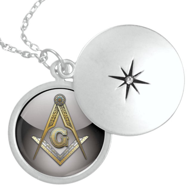 Masonic Square and Compasses Locket Necklace (Front)