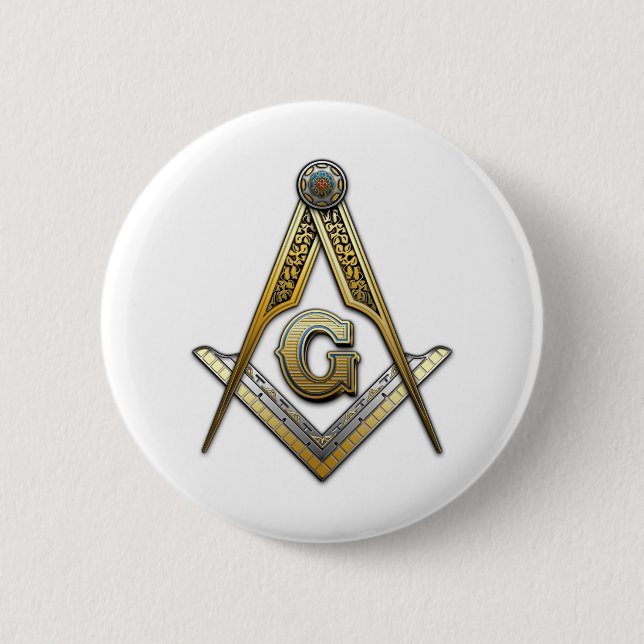 Masonic Square and Compasses Pinback Button (Front)