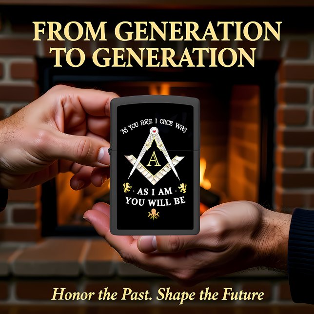 Masonic Square Compass Matte Black Zippo Lighter (Creator Uploaded)