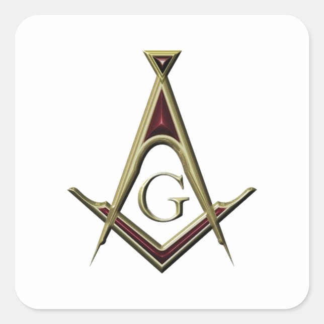 Masonic Square & Compass Square Sticker (Front)