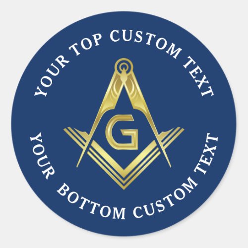 Masonic Stickers  Navy Gold Square  Compass