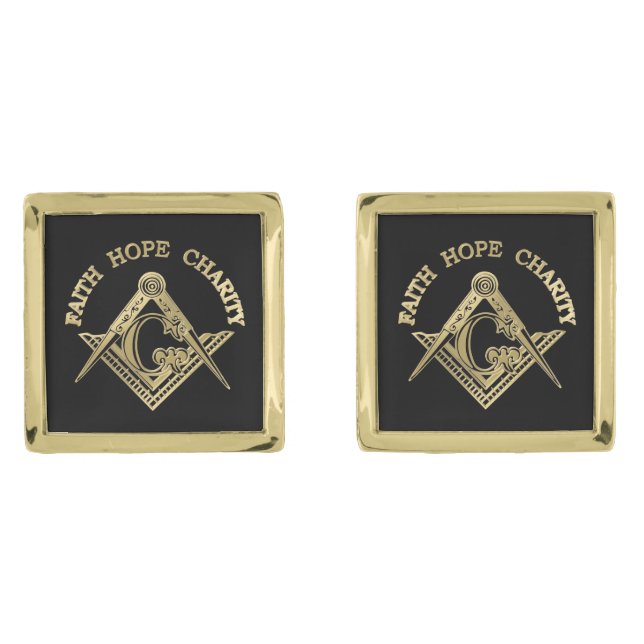 Masonic symbol gold cufflinks (Front)