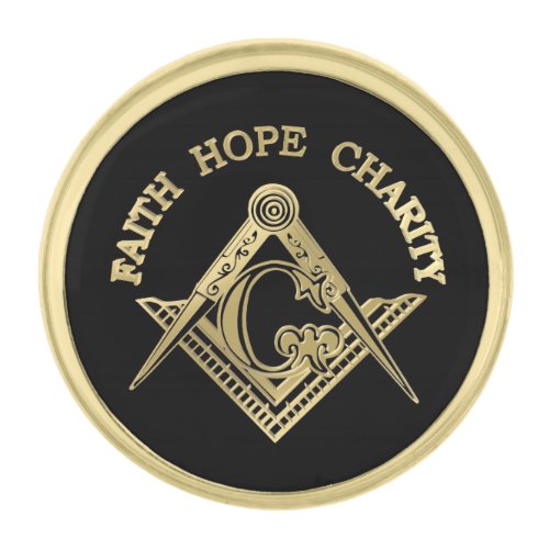 Masonic symbol gold finish lapel pin