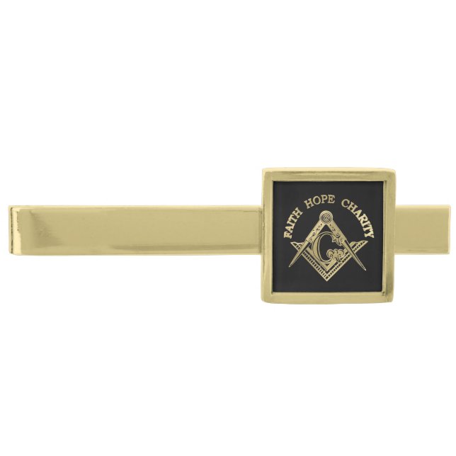 Masonic symbol gold finish tie clip (Front)