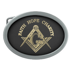 Masonic symbol oval belt buckle