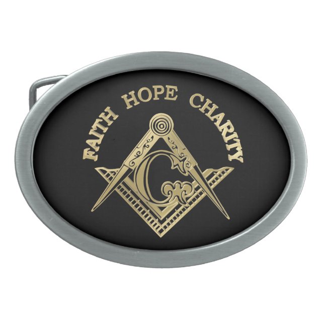 Masonic symbol oval belt buckle (Front)