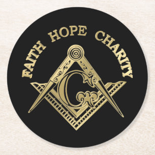 Masonic symbol round paper coaster