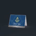 Masonic Thank You Cards | Navy Blue Gold Freemason<br><div class="desc">Send your guests personalized masonic thank you cards after your Annual Installation of Officers, or whenever you would like to express thanks with a special fraternal touch! These custom freemason thank you note cards complement great with other personalized masonic cards and invitations found in this unique collection. The front side...</div>