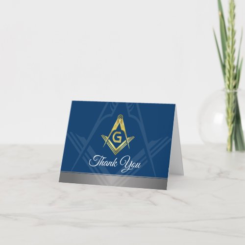 Masonic Thank You Cards  Navy Blue Gold Freemason