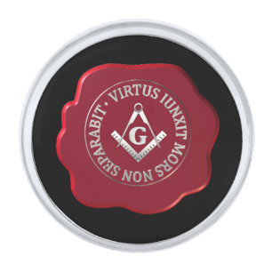 Masonic wax seal silver finish lapel pin