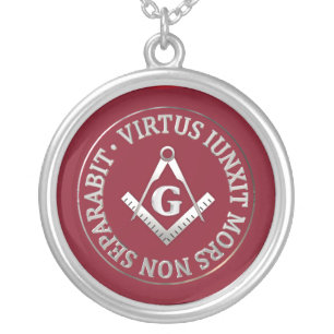 Masonic wax seal silver plated necklace