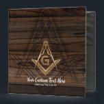 Masonic Wood Binders | Freemason Office Supplies<br><div class="desc">A rustic masonic wood binder template that you can personalize for your freemason lodge meeting notes or other materials. Makes for a unique masonic gifts to fellow lodge officers at the Annual Installation of Officers as well! The classy, freemasonry design features a rustic gold square and compass symbol that you...</div>