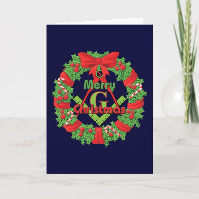 Masonic Wreath Holiday Card (Front)