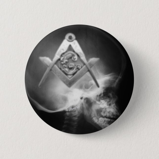 Masonic X-Ray Alien Skull Button (Front)