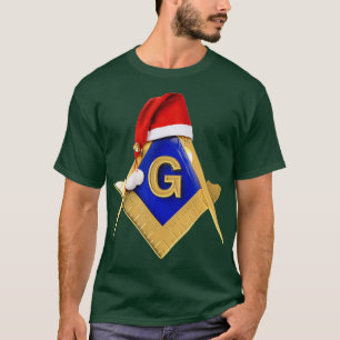 Masonic Xmas Christmas Gift Santas Hat Freemason T-Shirt