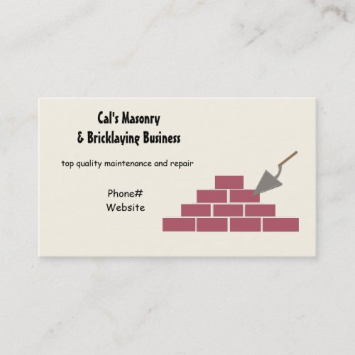 Masonry and Bricklaying Services Business Card