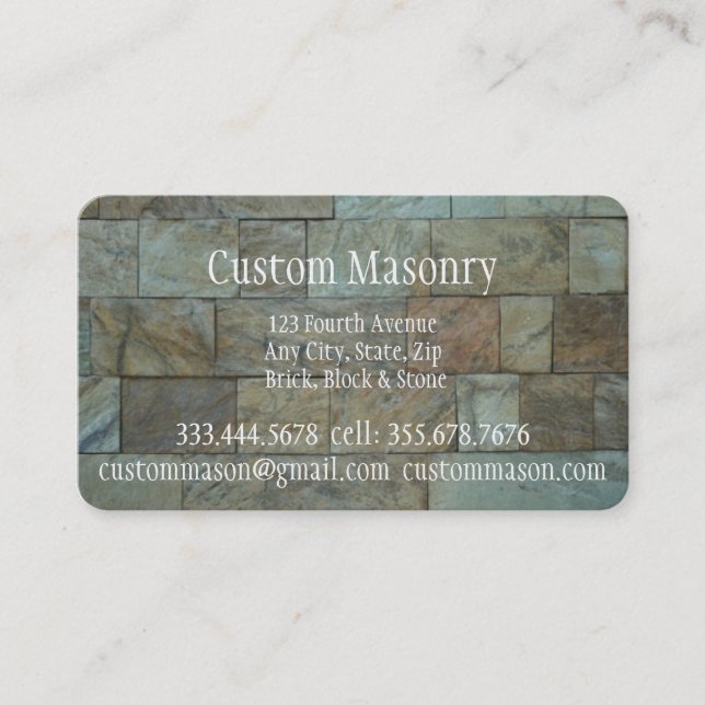 Masonry Brick, Block Custom Business Card (Front)