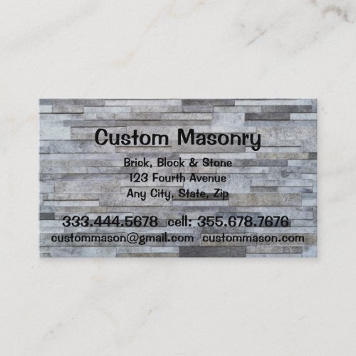 Masonry Brick Block Stone Custom Business  Business Card