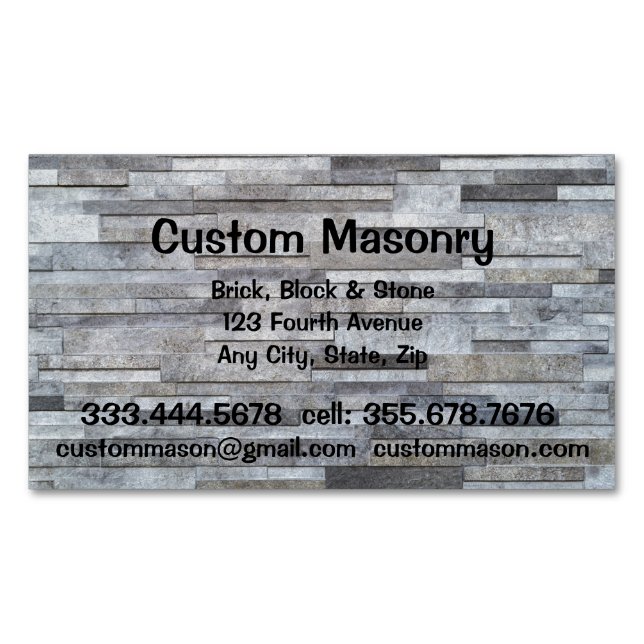 Masonry Brick, Block Stone Custom  Business Card Magnet (Front)