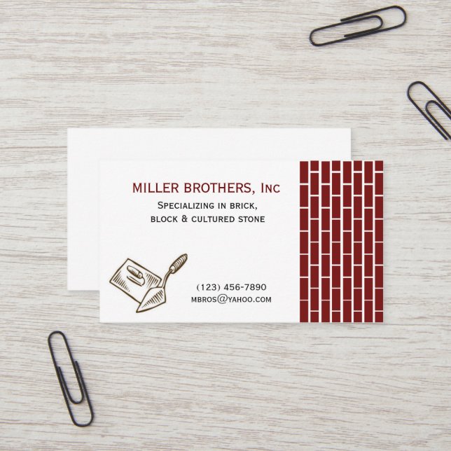 MASONRY Brick Construction Builder Business Card (Front/Back In Situ)