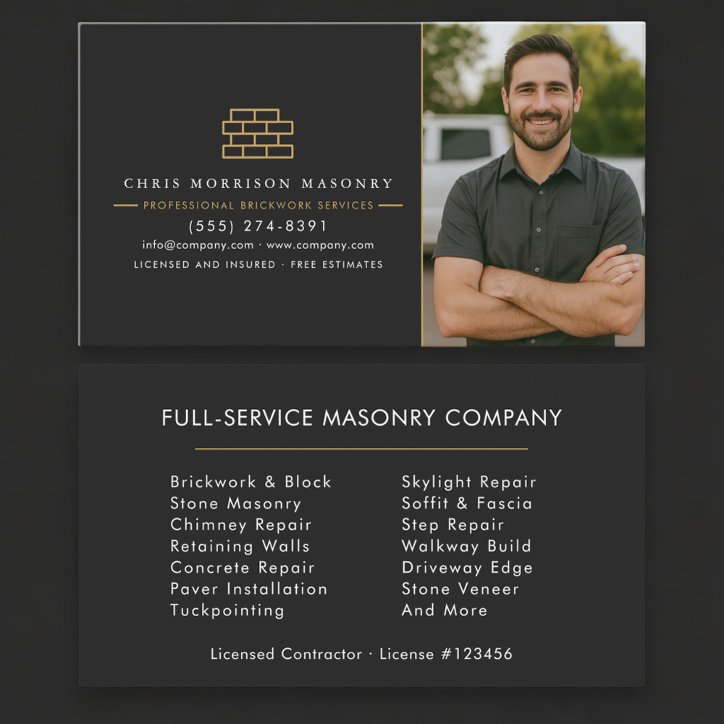 Masonry Brick Mason Contractor Photo Business Card