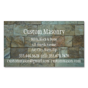 Masonry Brick Rock Stone Block Custom Business Card Magnet