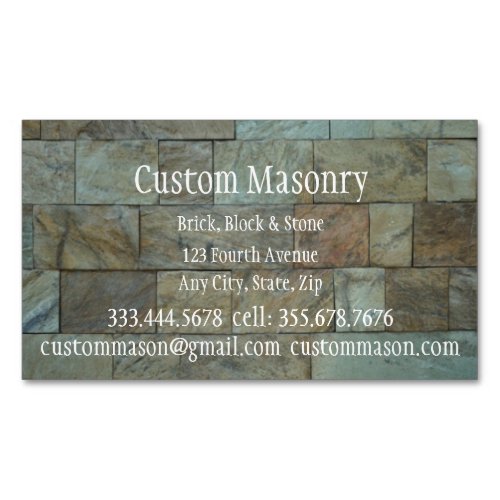 Masonry Brick Rock Stone Block Custom  Business Card Magnet